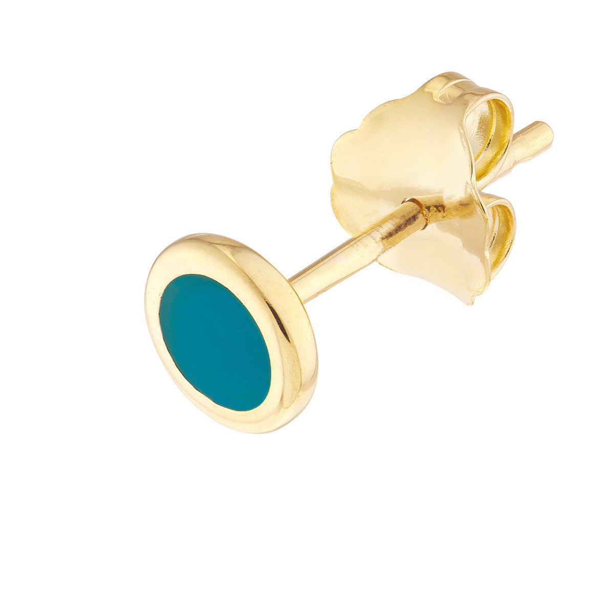 14K GOLD ENAMEL ROUND STUD EARRINGS