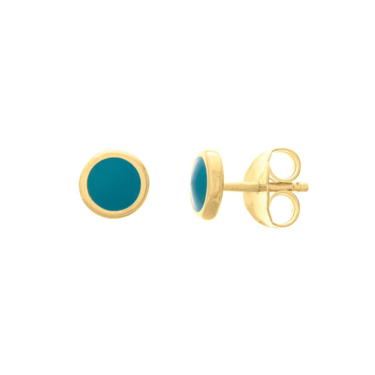 14K GOLD ENAMEL ROUND STUD EARRINGS