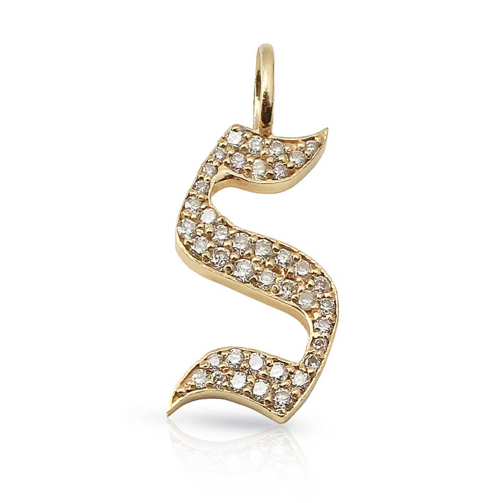 WHITE DIAMOND GOTHIC LETTER S CHARM