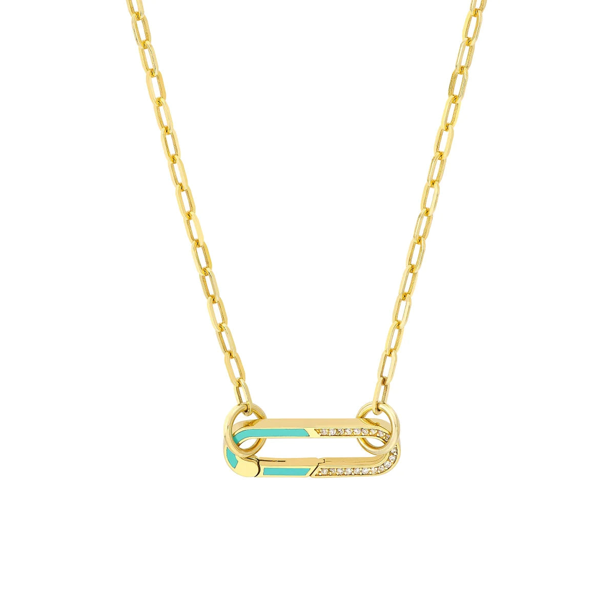 14K GOLD ENAMEL AND DIAMOND PUSH LOCK CONNECTOR
