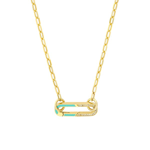 14K GOLD ENAMEL AND DIAMOND PUSH LOCK CONNECTOR