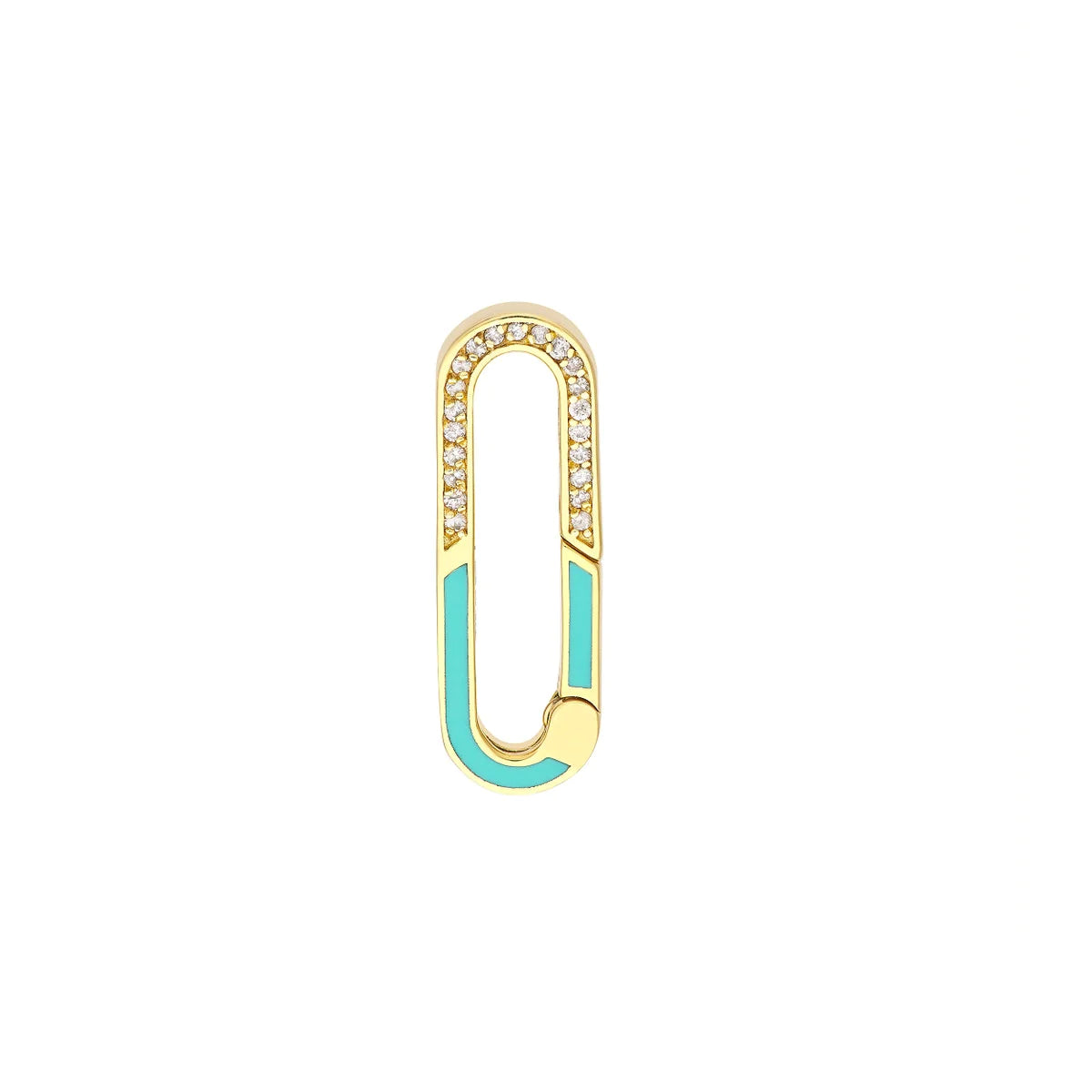 14K GOLD ENAMEL AND DIAMOND PUSH LOCK CONNECTOR