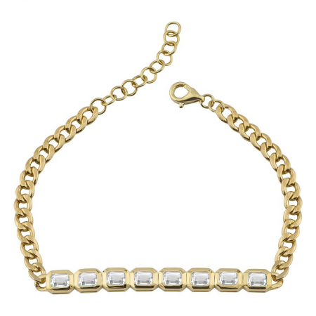 14K GOLD TOPAZ CUBAN LINK BRACELET