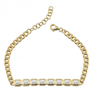 14K GOLD TOPAZ CUBAN LINK BRACELET