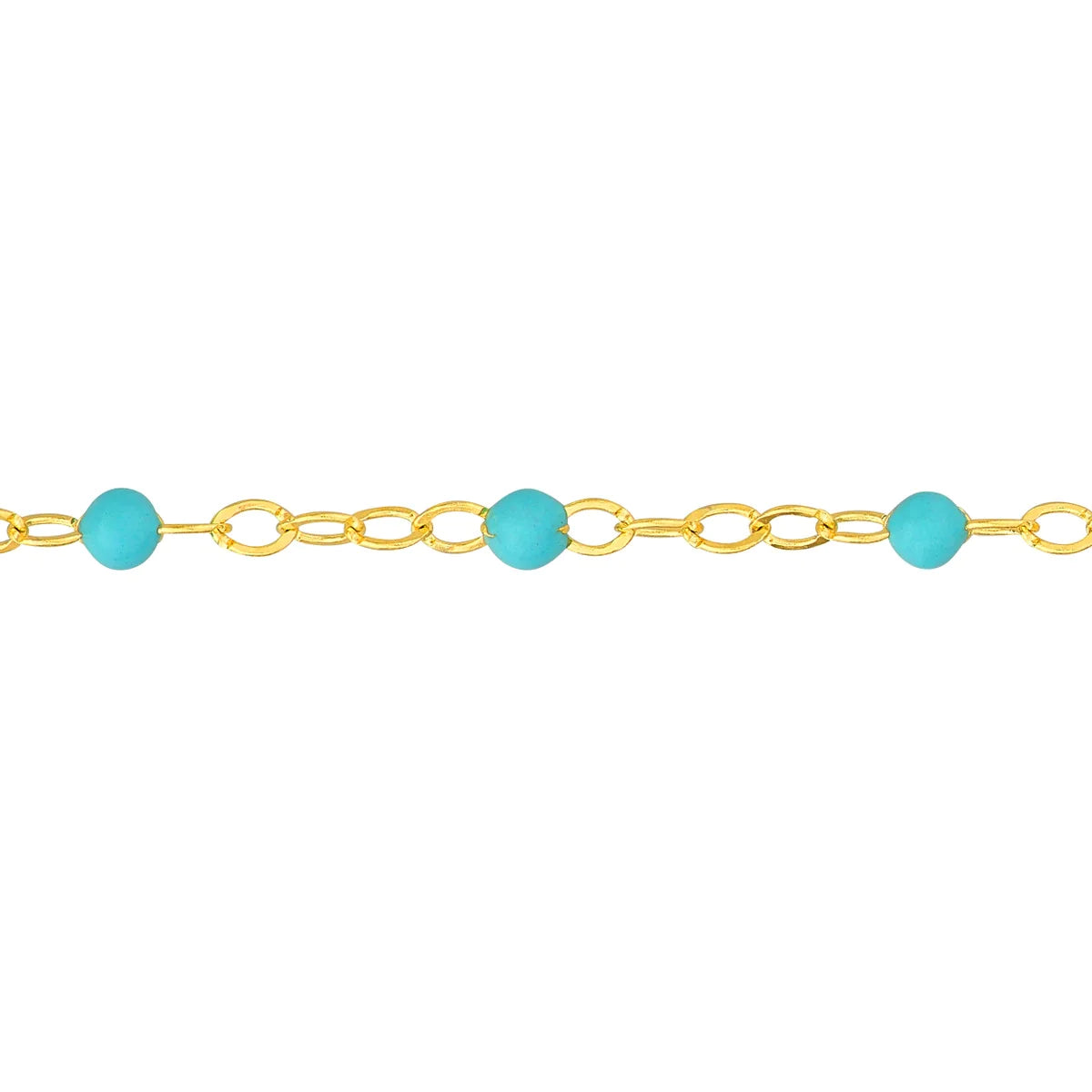 14K GOLD ROLO CHAIN WITH ENAMEL BEAD ANKLET