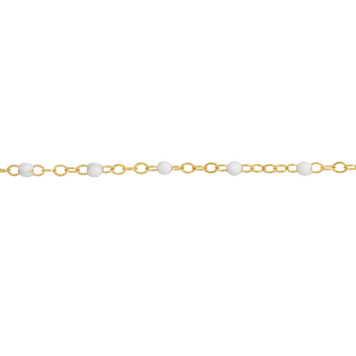 14K GOLD ROLO CHAIN WITH ENAMEL BEAD ANKLET