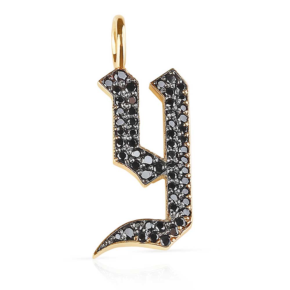 Diamond Gothic Letter Y Charm